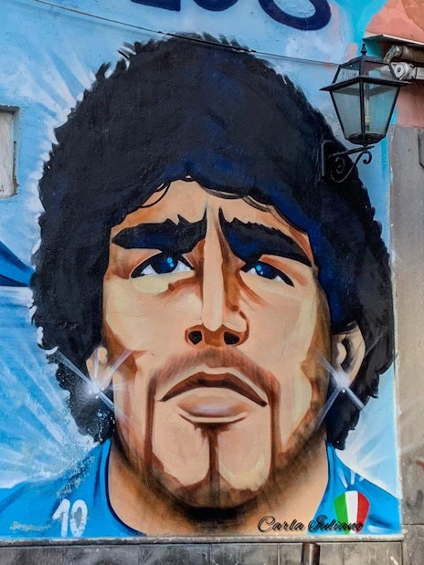Mural of Diego Maradona on Via Santa Monica, Naples.