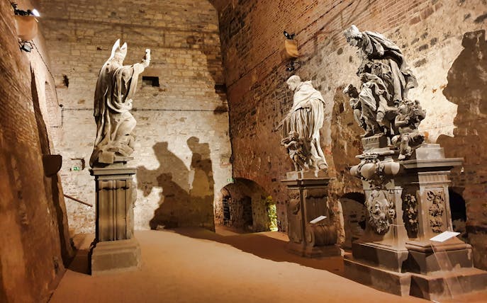 Statues inside Vyšehrad Castle's Gorlice hall, Prague.