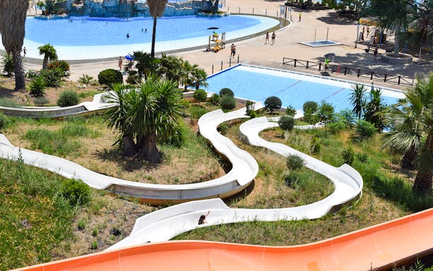 Water slides and pools at Guadalpark Seville.