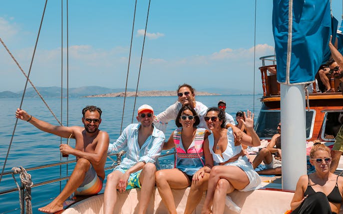 Group enjoying a boat cruise on the Athens Riviera.
