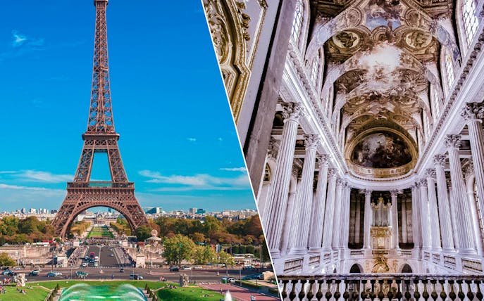 Eiffel Tower view and Versailles interior, Paris guided tour.