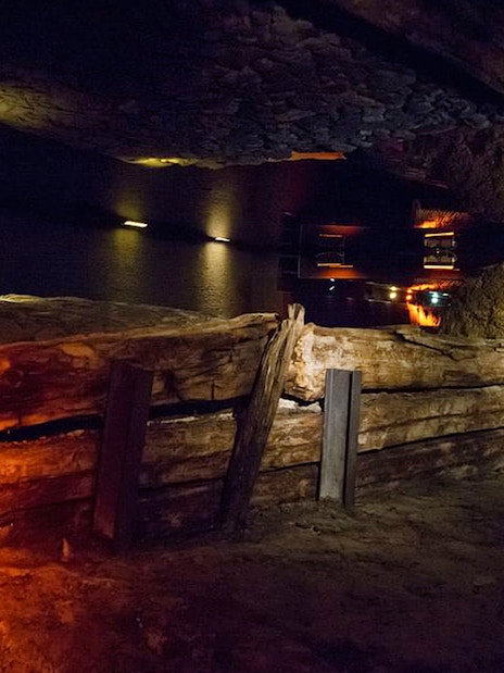 Rynek Underground Museum ancient wooden structure in Kraków.