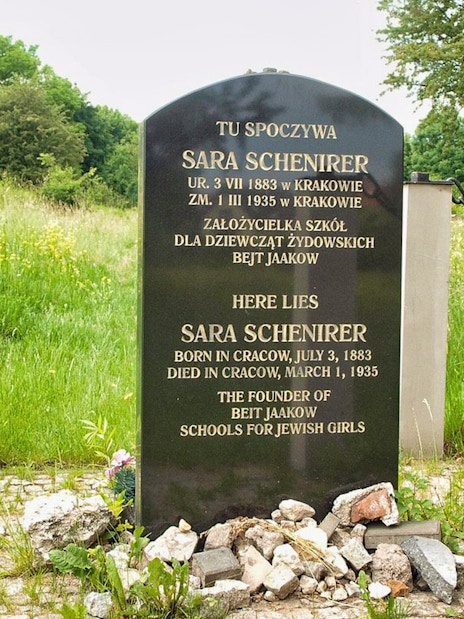Memorial stone for Sara Schenirer at Plaszow Concentration Camp site, Krakow.