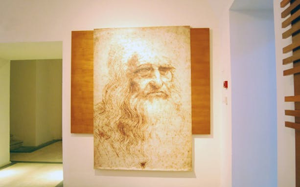 Leonardo da Vinci's self-portrait displayed at the museum in Rome.