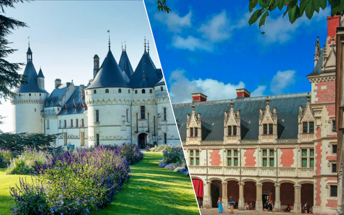 Chaumont sur Loire castle gardens and Blois Château architecture.