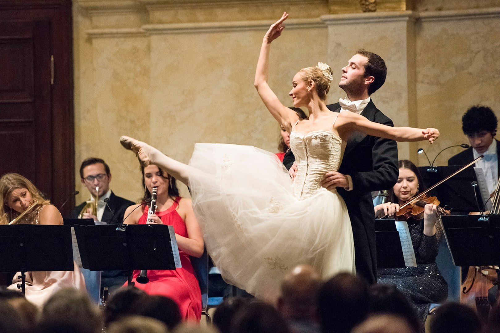 Ballet dancers performing with orchestra at Vienna Supreme Concerts.