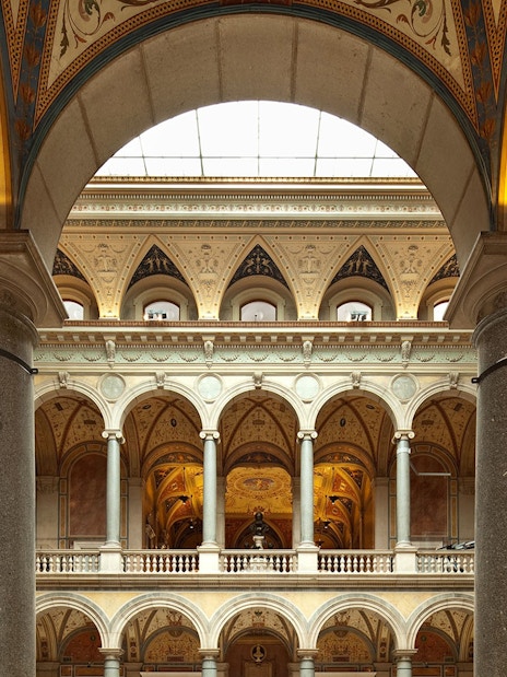 MAK Museum of Applied Arts Vienna interior with ornate arches and columns.