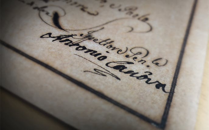 Handwritten signature of Antonio Canova on a historical document.