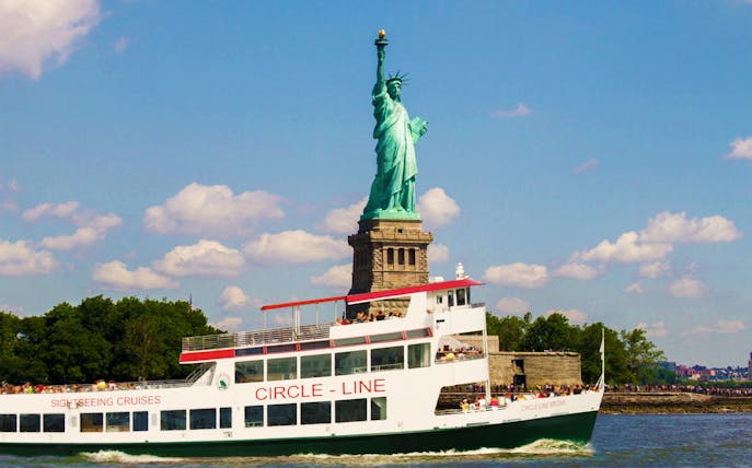 Sightseeing cruise near Statue of Liberty, New York City.