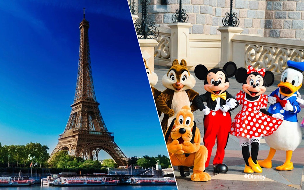 Eiffel Tower and Disneyland Paris characters, Combo Tour.