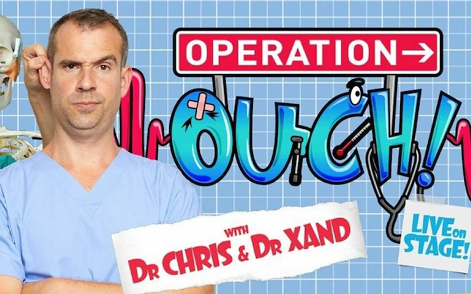Operation Ouch Live on Stage promotional image with medical theme