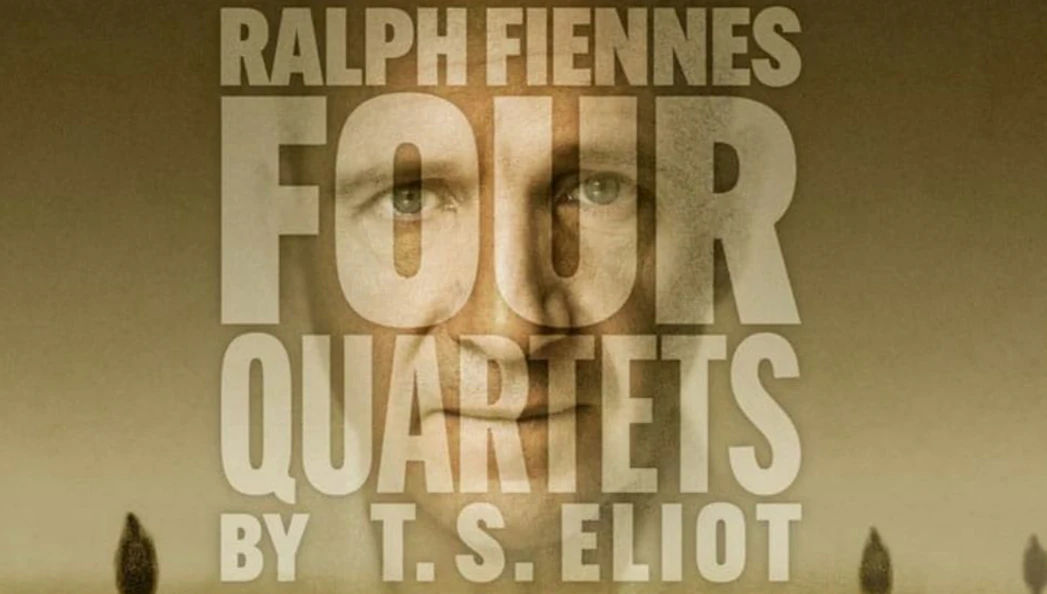 Four Quartets by T.S. Eliot promotional poster with text overlay.