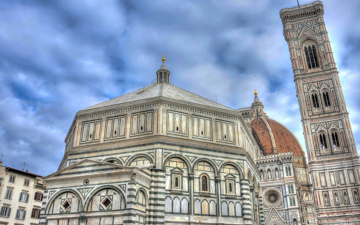Florence Cathedral with Giotto's Campanile and Baptistery on a guided walking tour.
