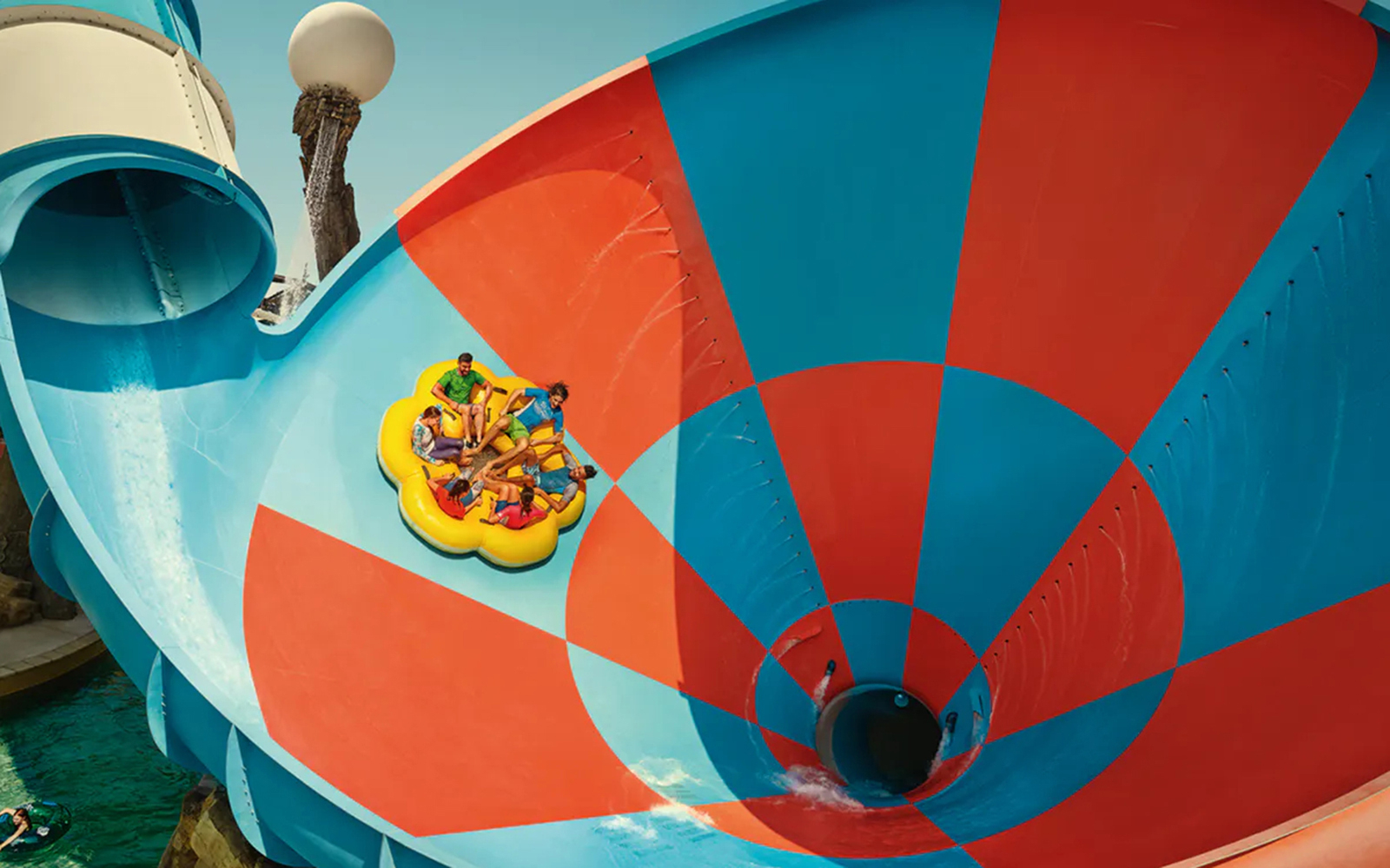Visitors on a raft ride at Yas Waterworld, Abu Dhabi.