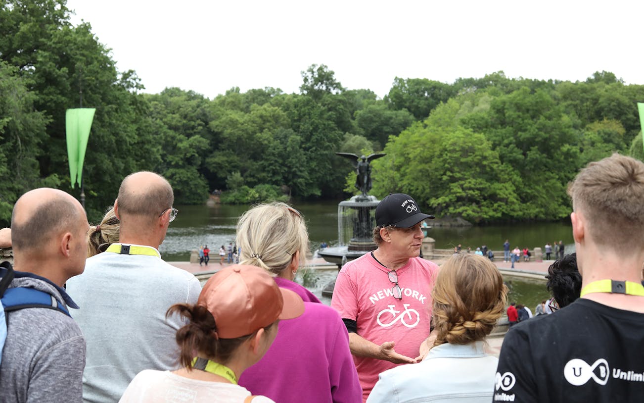 Tour group at Bethesda Fountain, Central Park Walking Tour.