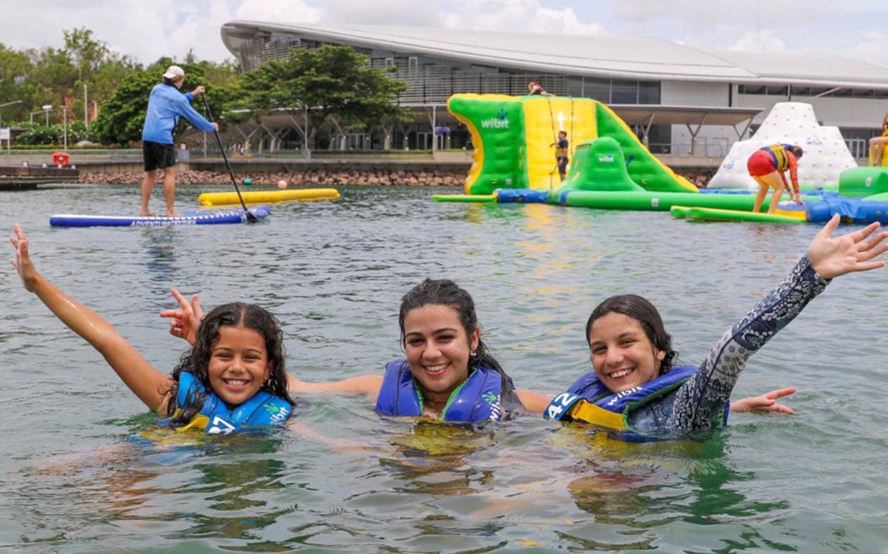 Visitors enjoying water activities at Darwin Waterfront Recreation Lagoon.