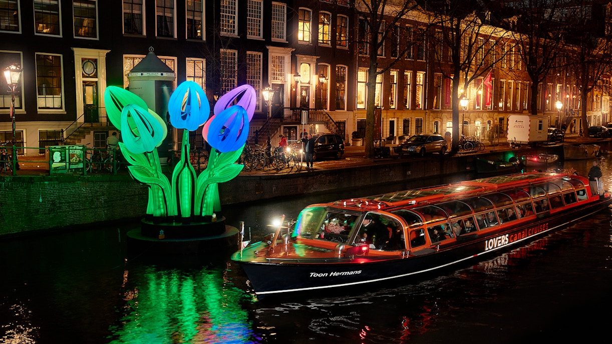 Crucero por los canales de Ámsterdam durante el Festival de las luces