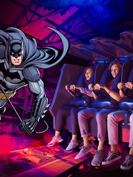 Visitors enjoying a Batman-themed ride at Warner Bros. World Abu Dhabi.