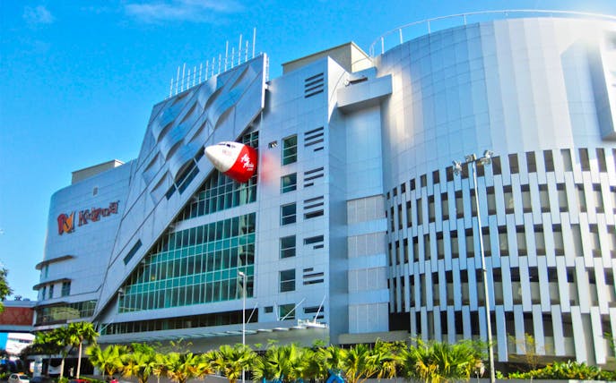 KidZania Kuala Lumpur building exterior with airplane model on facade.