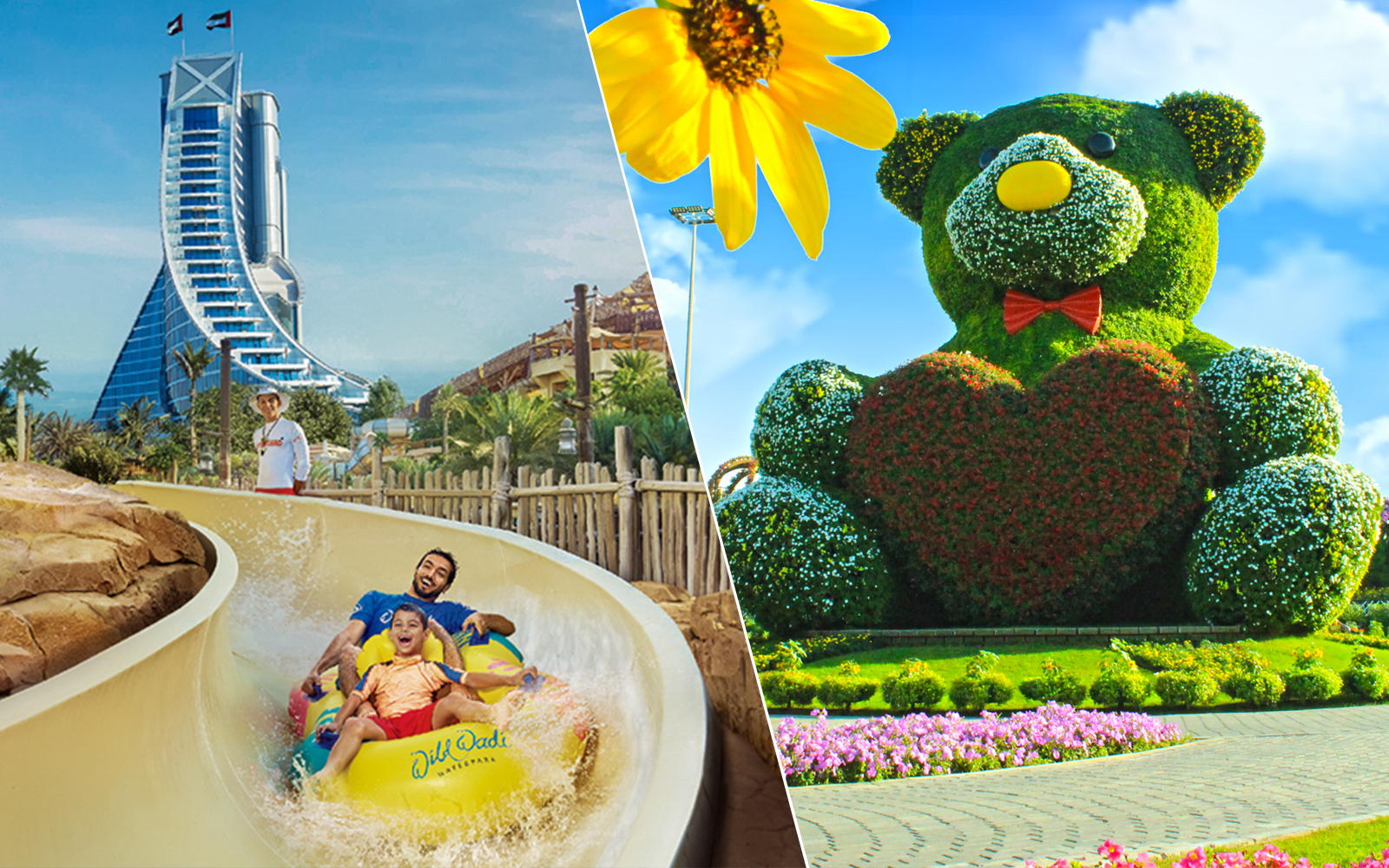 Combo (Save 33%): Wild Wadi Waterpark + Dubai Miracle Garden Tickets