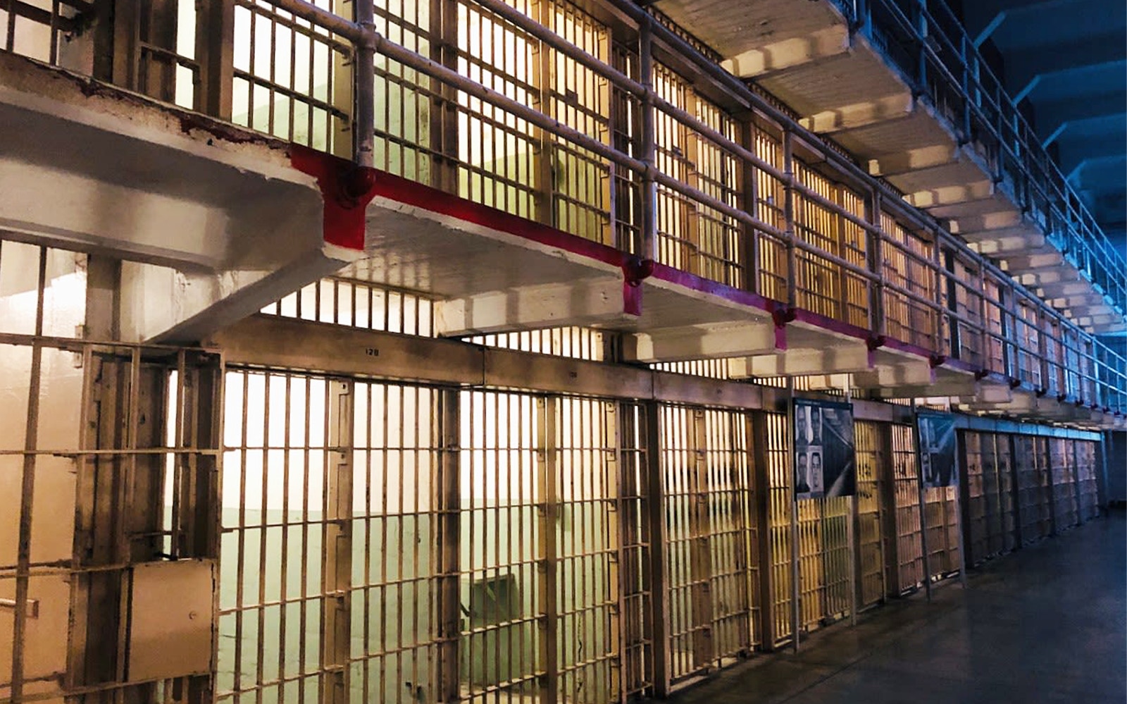 Alcatraz Island at night with view of Fisherman's Wharf and sourdough bread tour.