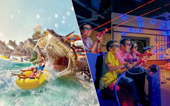 Yas Waterworld water slide and IMG Worlds of Adventure laser tag experience.