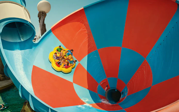 Visitors enjoying a water ride at Yas Waterworld, Abu Dhabi.