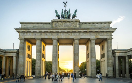 Brandenburg Gate at sunset, Berlin Self Guided Audio Tour.