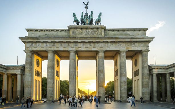 Brandenburg Gate at sunset, Berlin Self Guided Audio Tour.