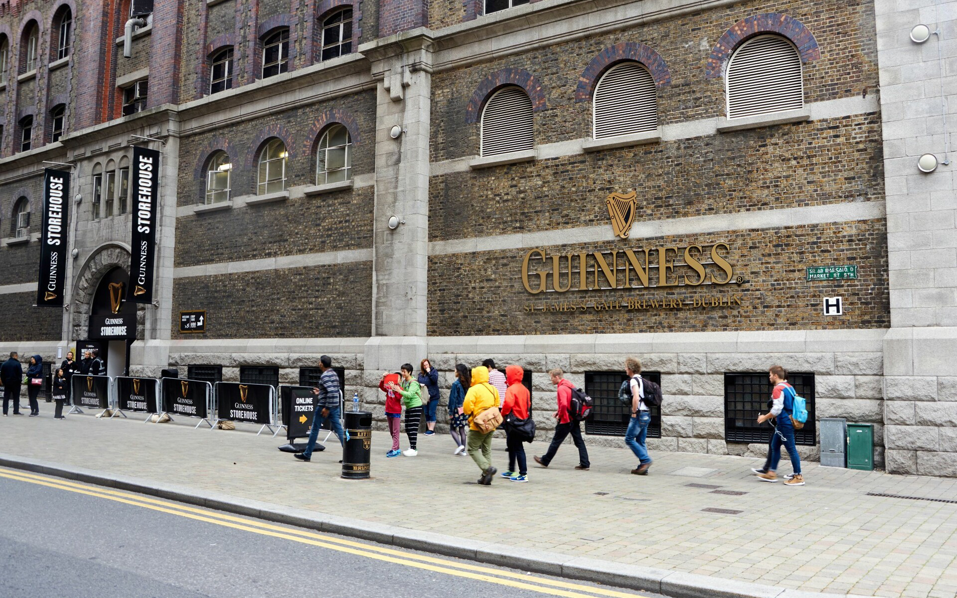 Guinness Storehouse entrance with visitors, Dublin Self Guided Audio Tour.
