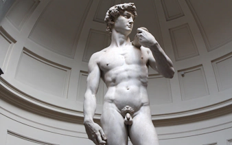Statue of David at the Accademia Gallery, Florence, featured in self-guided audio tour.