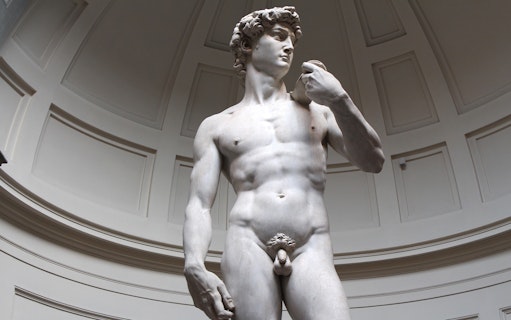 Statue of David at the Accademia Gallery, Florence, featured in self-guided audio tour.