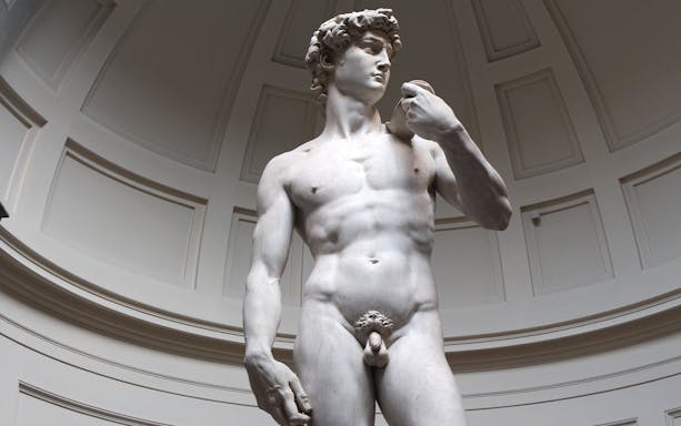 Statue of David at the Accademia Gallery, Florence, featured in self-guided audio tour.