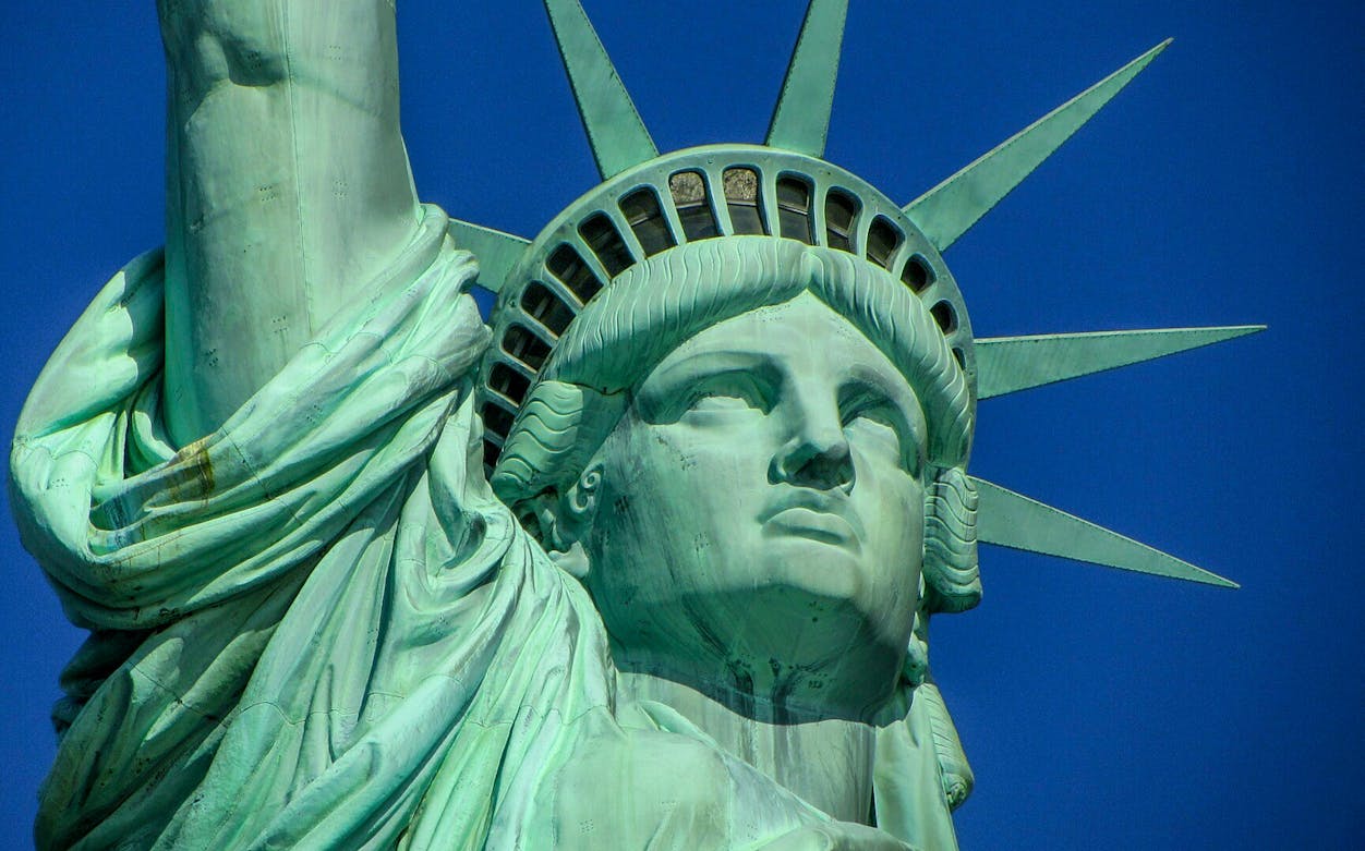 Statue of Liberty close-up, New York City, for self-guided audio tour.