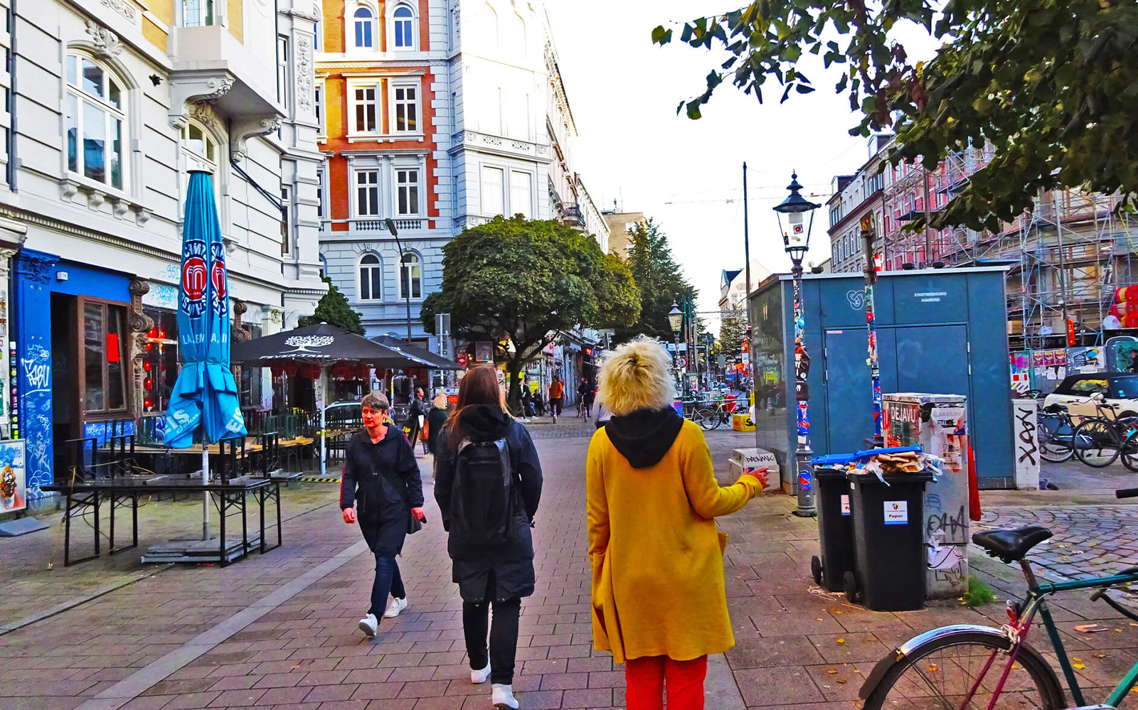 Walking tour in Sternschanze, Hamburg, showcasing street art and urban lifestyle.