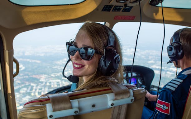 Helicopter view during Candle Flight Dinner experience.
