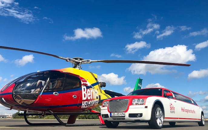 Helicopter and limousine at Berlin airfield for Candle Flight Dinner experience.