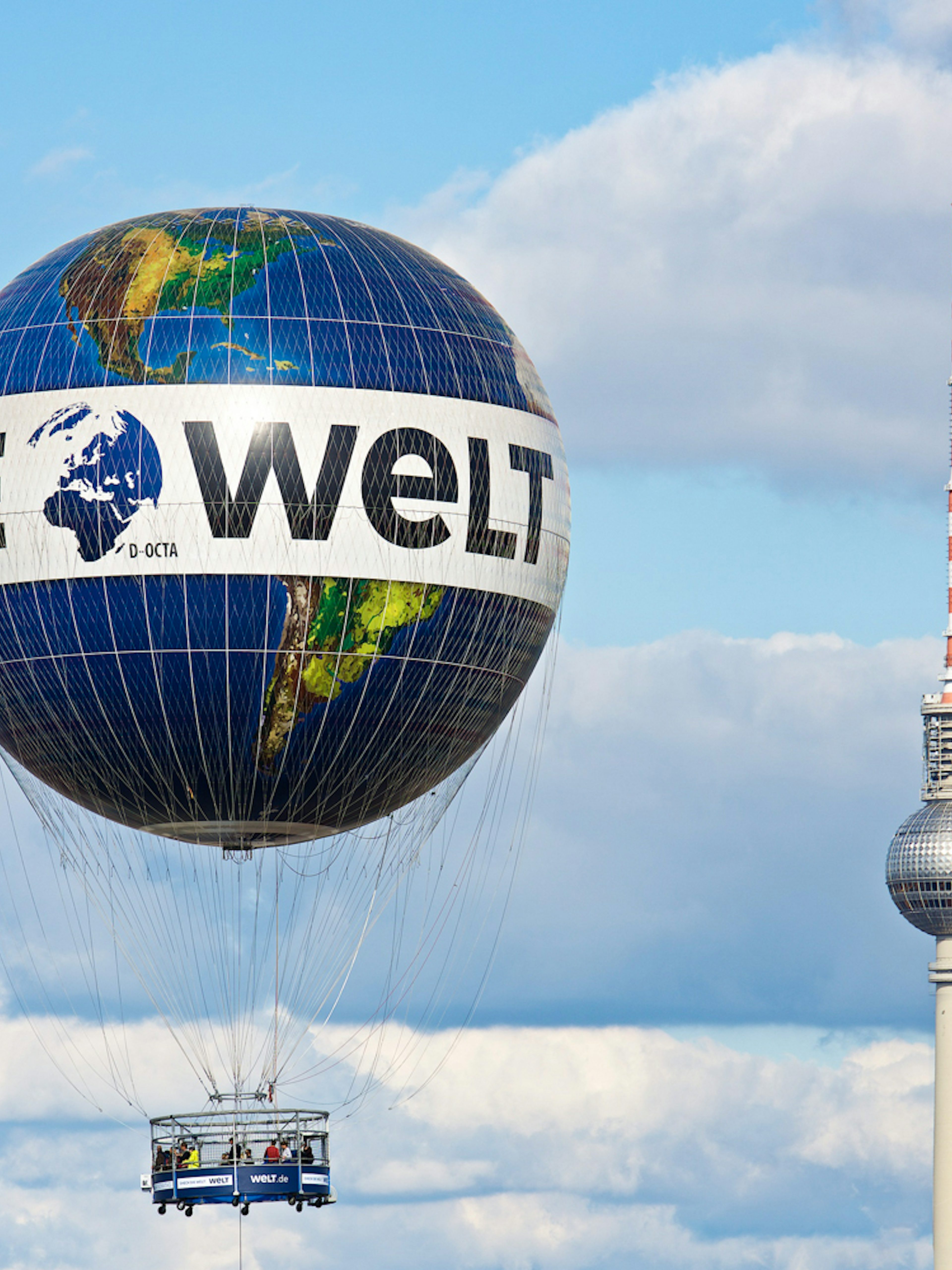 Weltballon ride near Berlin TV Tower, Germany.