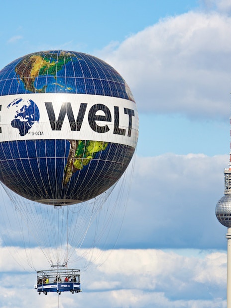 Weltballon ride near Berlin TV Tower, Germany.