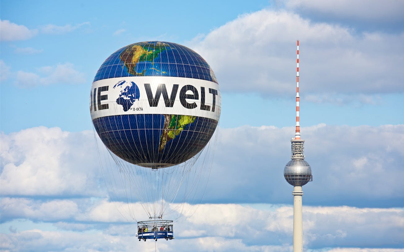 Weltballon ride near Berlin TV Tower, Germany.
