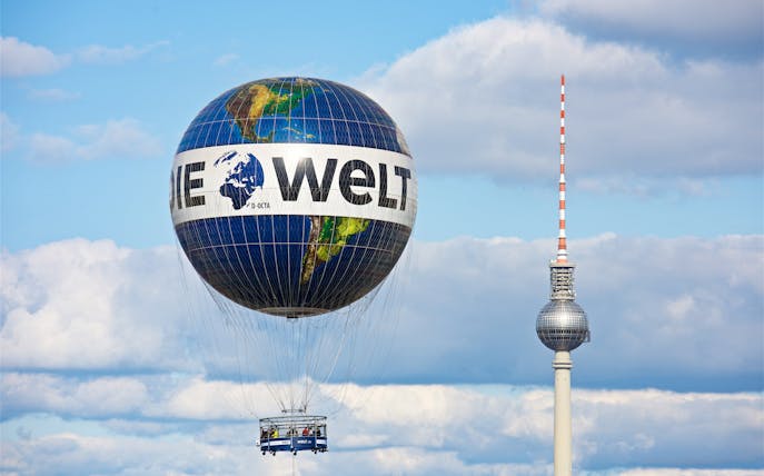 Weltballon ride near Berlin TV Tower, Germany.
