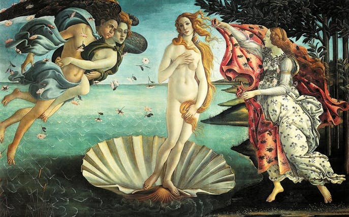 Botticelli's "The Birth of Venus" painting at Uffizi Gallery, Florence.