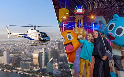 Combo (Save 20%): 12 Min Iconic Helicopter Tour + IMG Worlds of Adventure Tickets