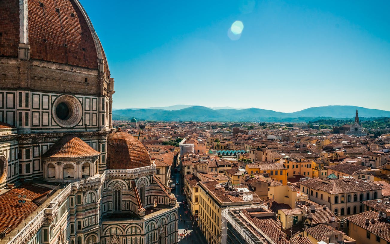 Brunelleschi’s Dome overlooking Florence cityscape on a guided tour with reserved ticket.