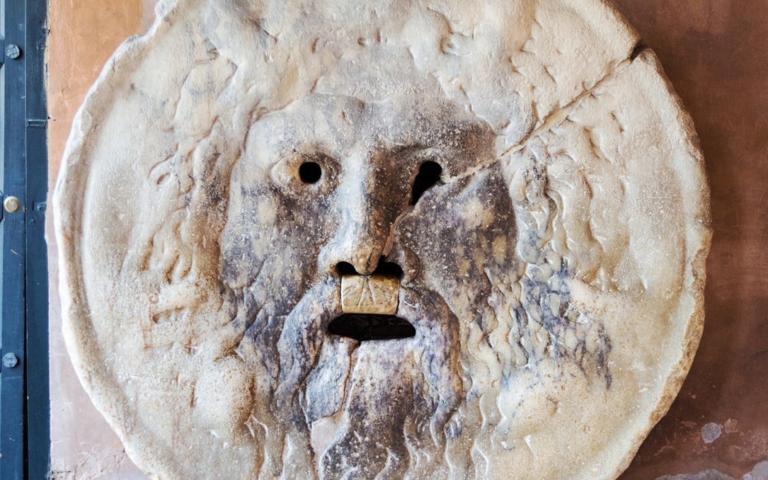 Bocca della Verità sculpture in Rome's Velabrum area.