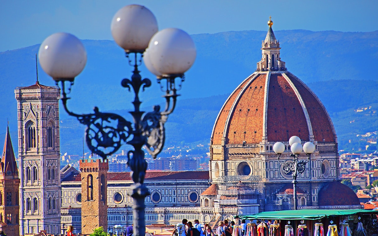 Florence Duomo and Brunelleschi's Dome with cityscape in the background.