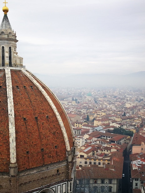 Brunelleschi's Dome overlooking Florence cityscape on a guided tour.