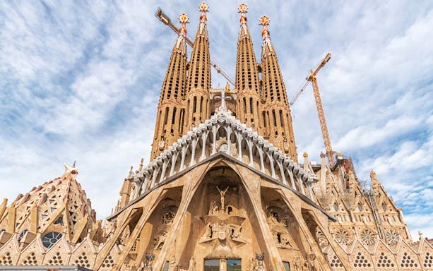 Sagrada Familia's intricate facade and towers in Barcelona.