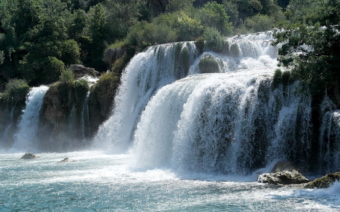 Waterfalls at Krka National Park during a tour from Split, Croatia.