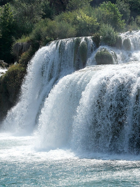 Waterfalls at Krka National Park during a tour from Split, Croatia.
